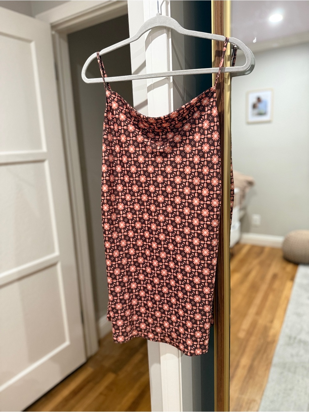 O'Neill Pink and Black Floral Geometric Mini Slip Dress